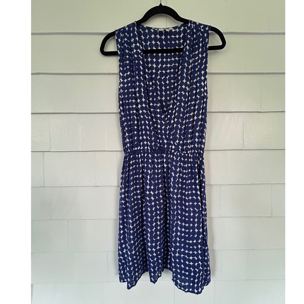 Boden Blue White Geometric Sleeveless Pocket Dress Size 8 - Picture 3 of 10